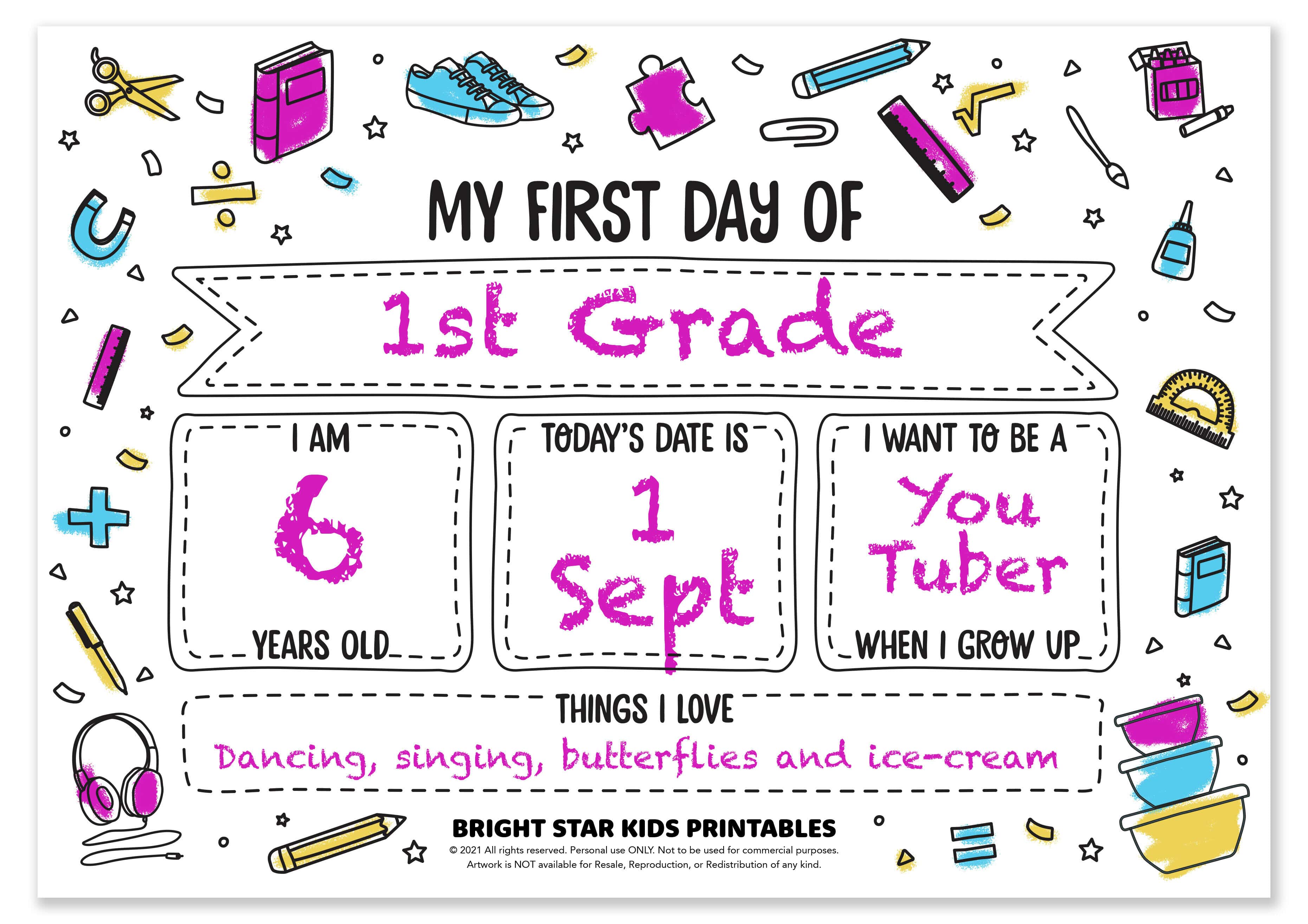 Free Printable First Day Of School Sign Bright Star Kids